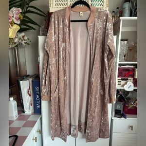 BP. Velvet Longline Cardigan in Blush Pink